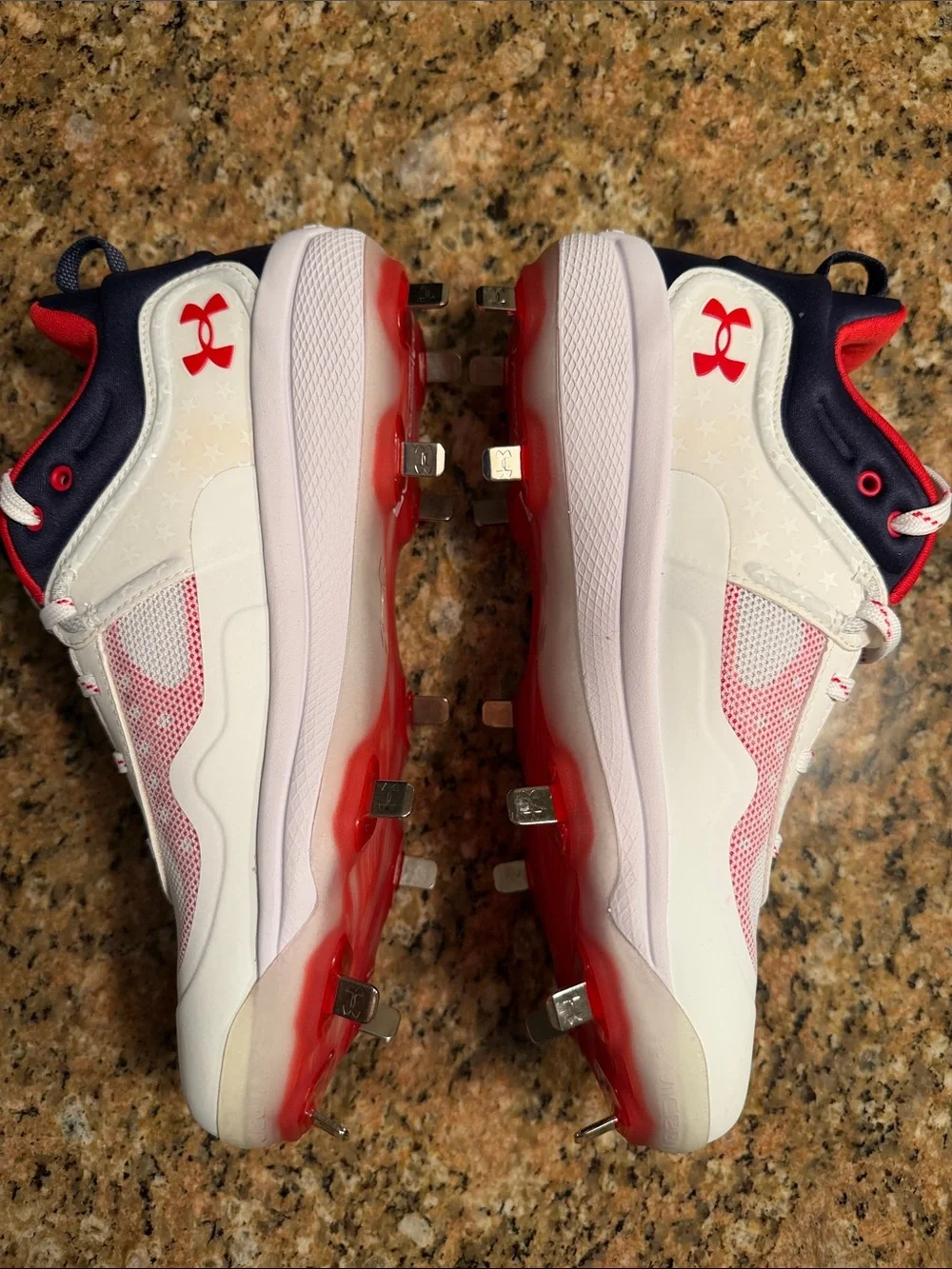 Under Armour White Navy Red  Athletic Cleats